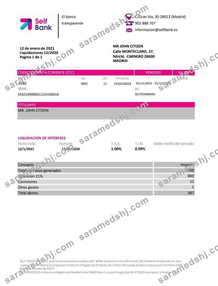 Spain Self Bank excel pdf